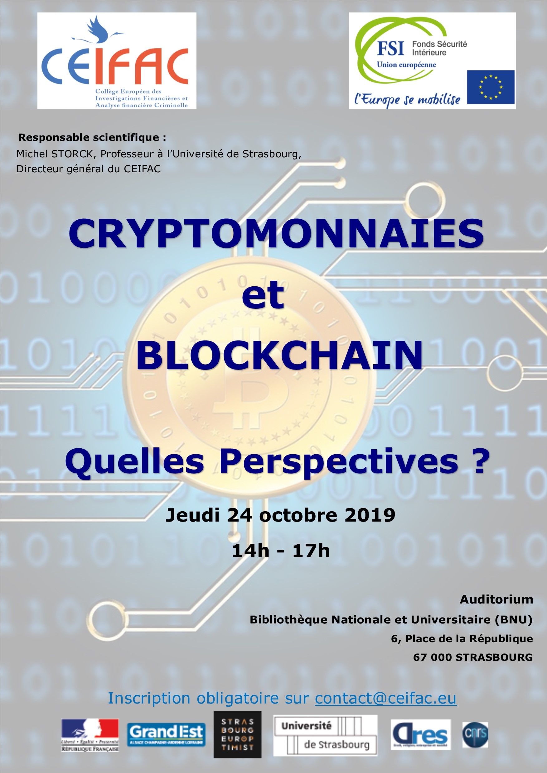 Colloque à Strasbourg : "Cryptomonnaies et blockchains : quelles perspectives ?"