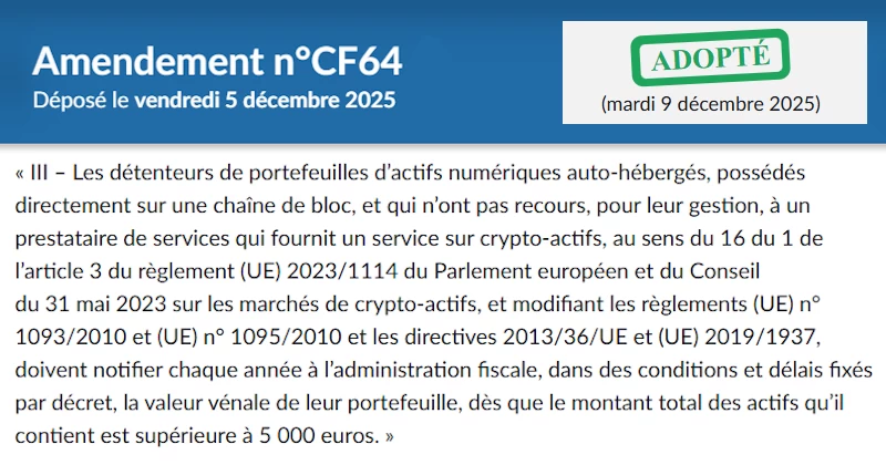 Un amendement pour vous forcer à déclarer vos bitcoins