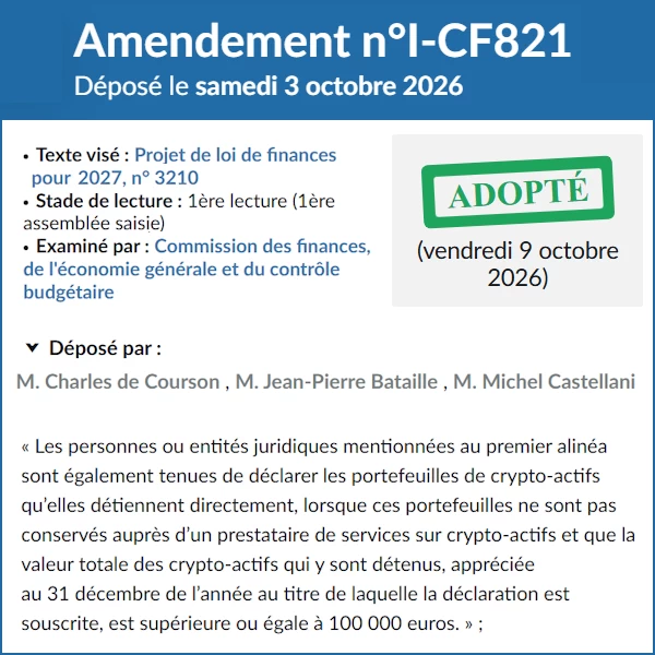 Portefeuilles Bitcoin - la déclaration obligatoire adoptée en commission